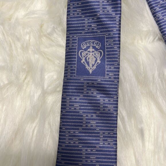Gucci Tie Blue 100% Silk Made in Italy - Picture 5 of 7